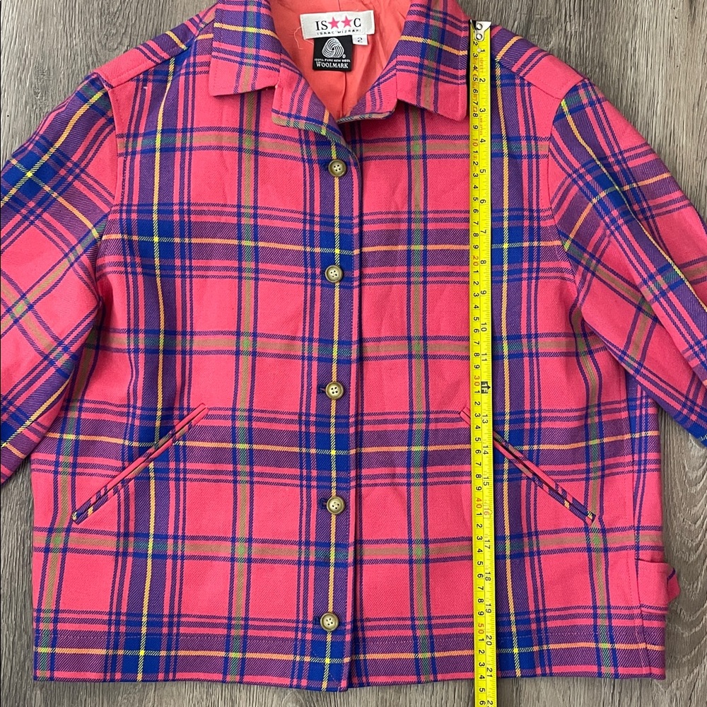 Isaac Mizrahi 90s Vintage Clueless Pink Plaid Wool Jacket Womens Size Medium Y2K - Picture 9 of 13